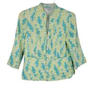 Pendleton Linen Blend Blazer Women’s Size Medium Button Front 3/4 Sleeves Floral